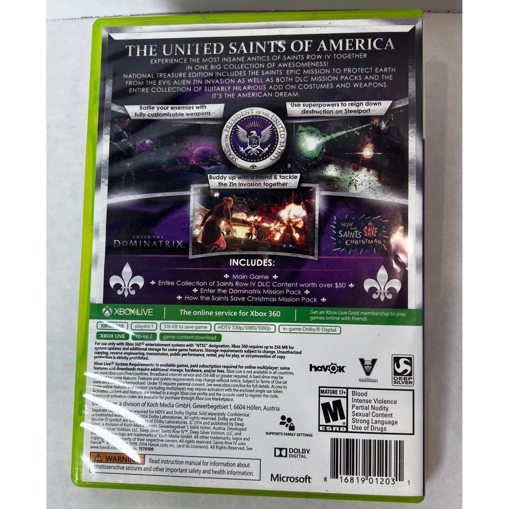Saints Row IV National Treasure Edition Xbox 360 Platinum Hits Complete DLC - Picture 4 of 4